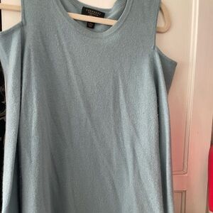 Charter Club Light Blue peek a boo shoulder cashmere sweater.